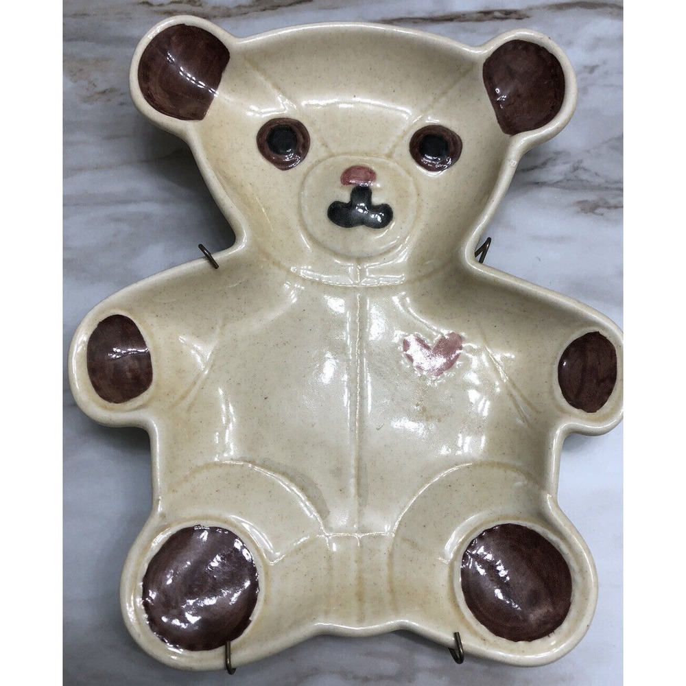 N.S. GUSTIN Teddy Bear Small Ceramic‎ Cookie Tray Vintage Rare